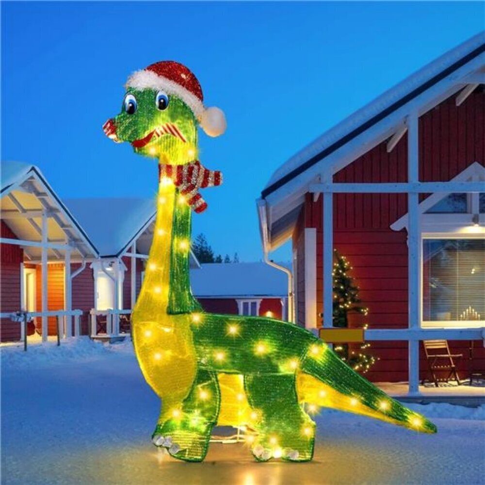 Outdoor Lighted Christmas Dinosaur 2.5ft Waterproof Yard Decor